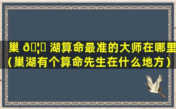 巢 🦉 湖算命最准的大师在哪里（巢湖有个算命先生在什么地方）